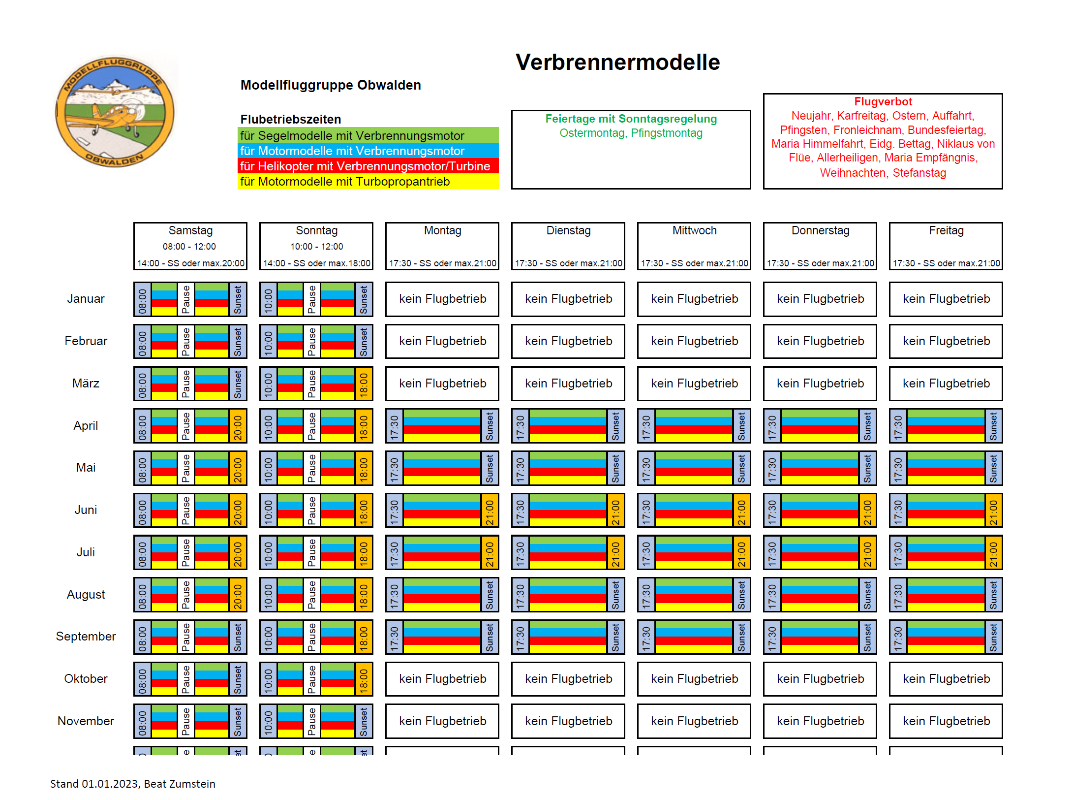 Flugzeiten Verbrennermodelle Neu 2023